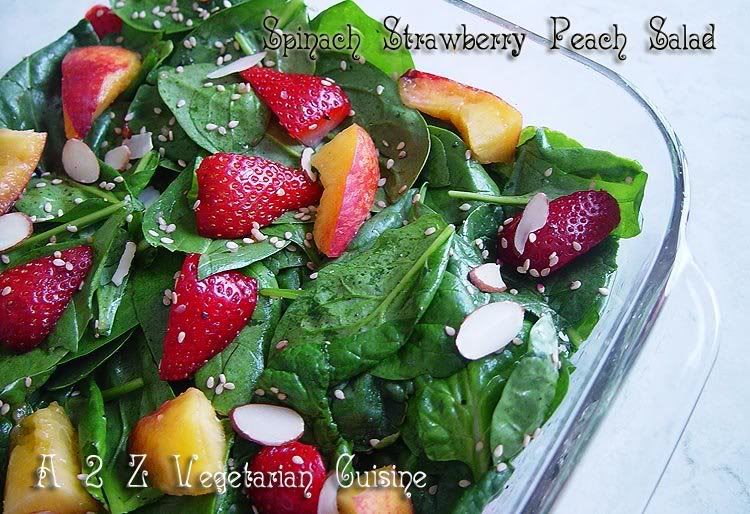 Spinach Strawberry Peach Salad