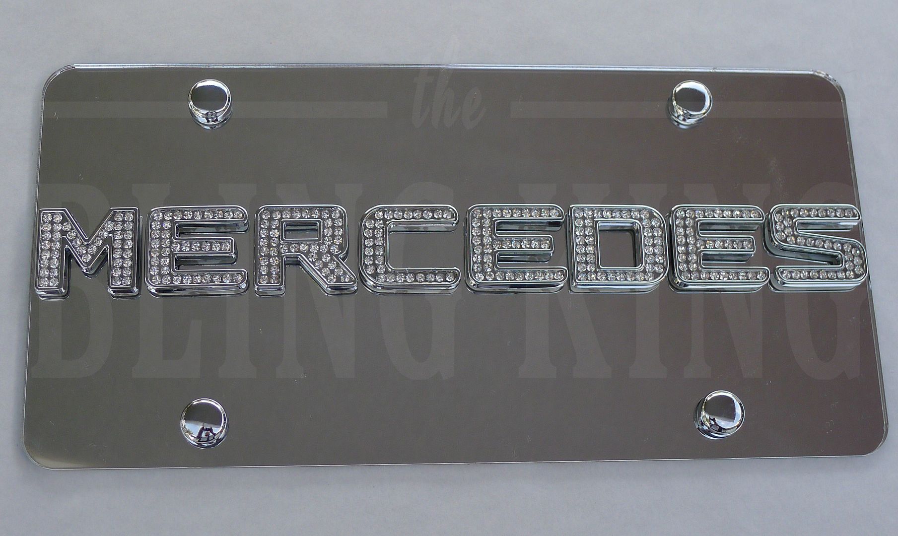 Mercedes Benz Chrome License Plate Tag W Swarovski Iced Out Crystal