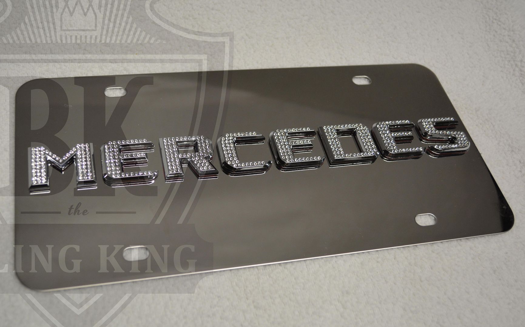 Mercedes Benz Chrome License Plate Tag Chrome Swarovski Iced Out