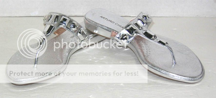 Arturo Chiang RAFFI Silver Thong Sandal Woman Sz 8.5  